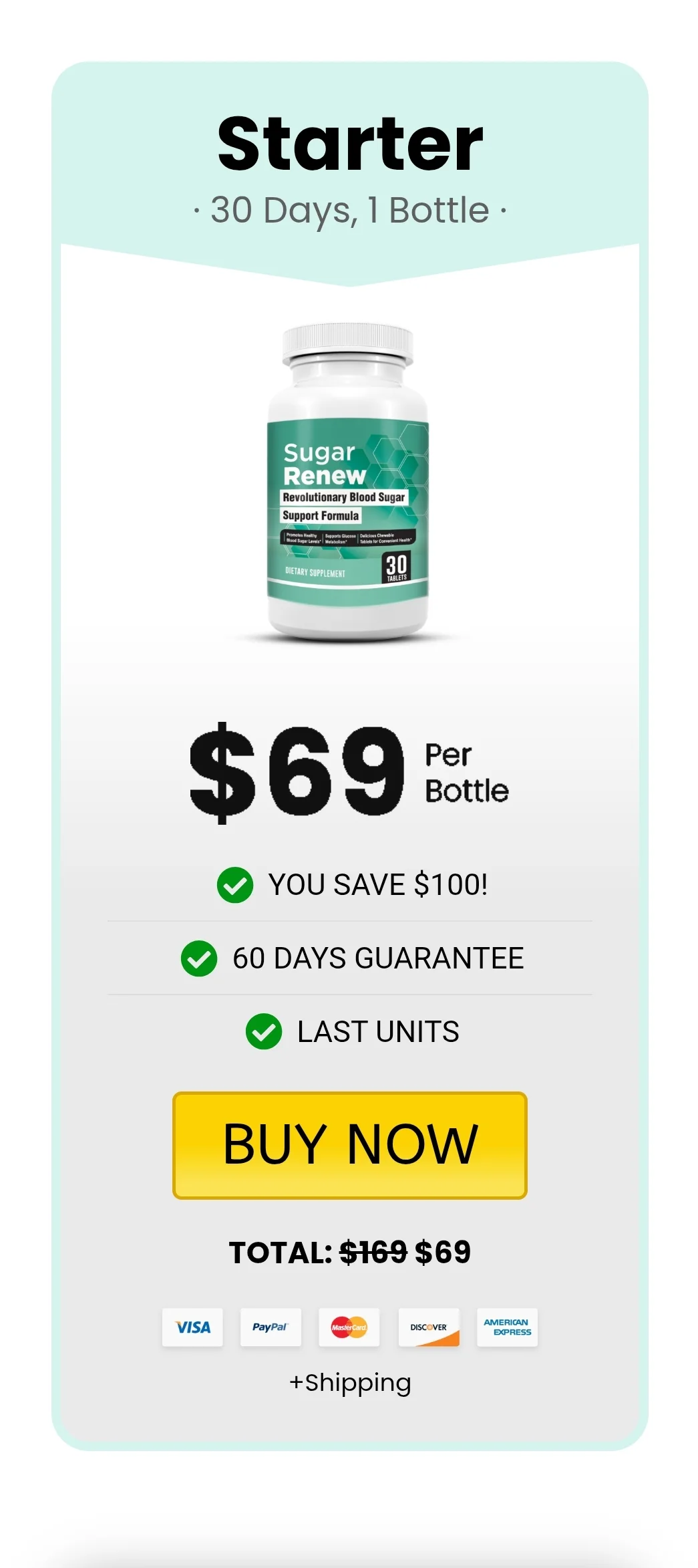 Sugar Renew™ 1 bottle pricing